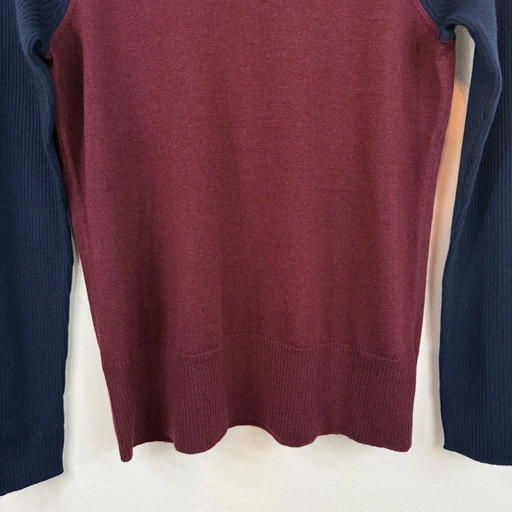 Pendleton Merino Wool Turtleneck Sweater Colorblock Burgundy Navy Preppy P S